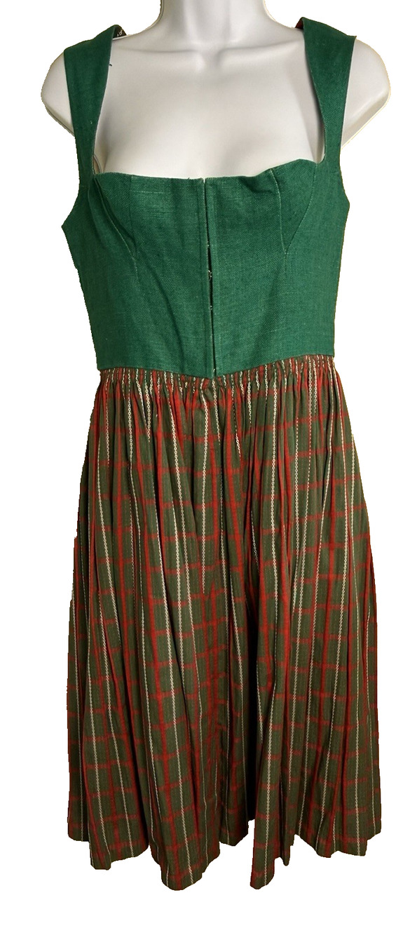 Vtg Original Lanz Salzburg Austrian Drindl Dress Plaid Trachten Oktoberfest 42